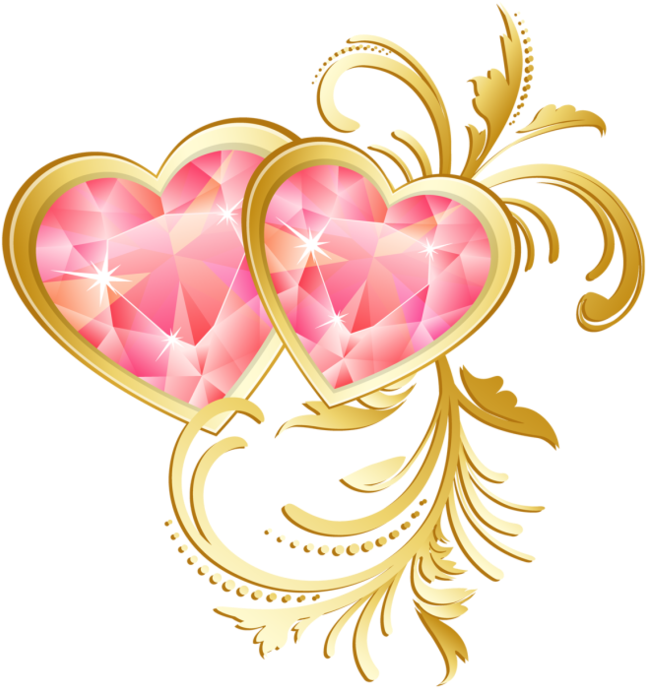 Sparkling Hearts Golden Flourish PNG image