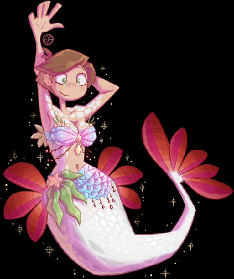 Sparkling Mermaid Illustration PNG image