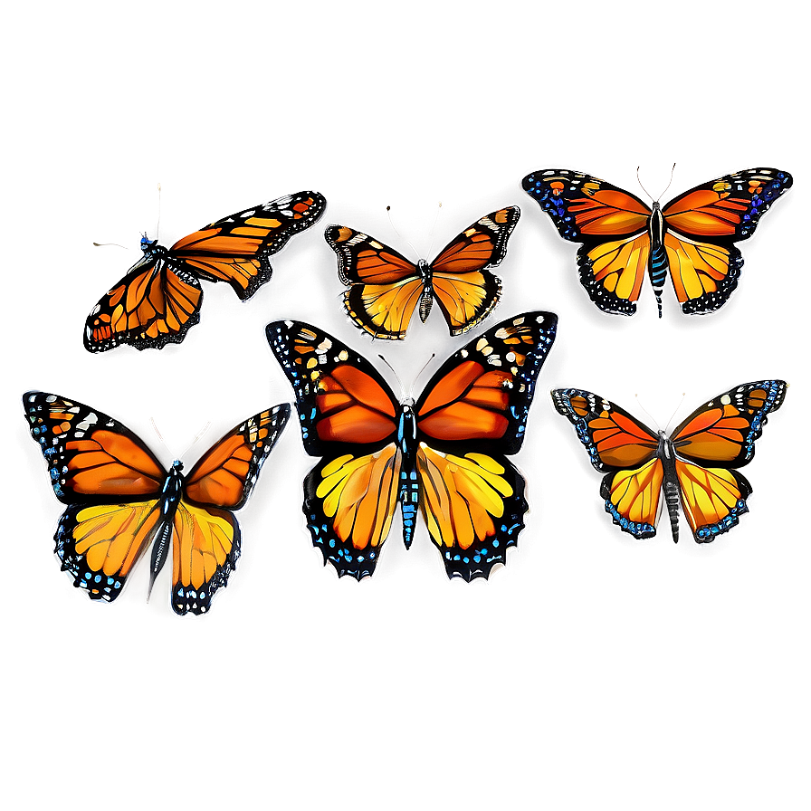 Sparkling Monarch Butterflies Png Rxu PNG image