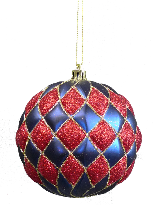 Sparkling Redand Blue Christmas Bauble PNG image