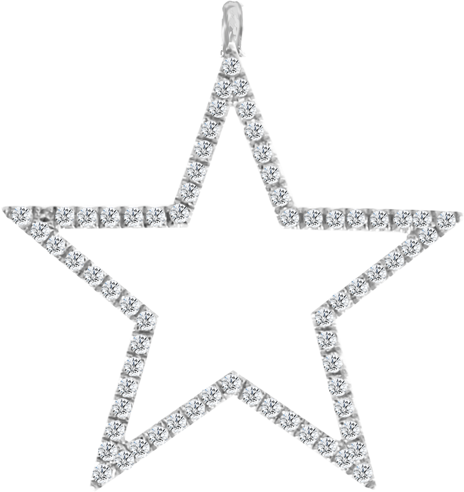 Sparkling Silver Star Decoration PNG image