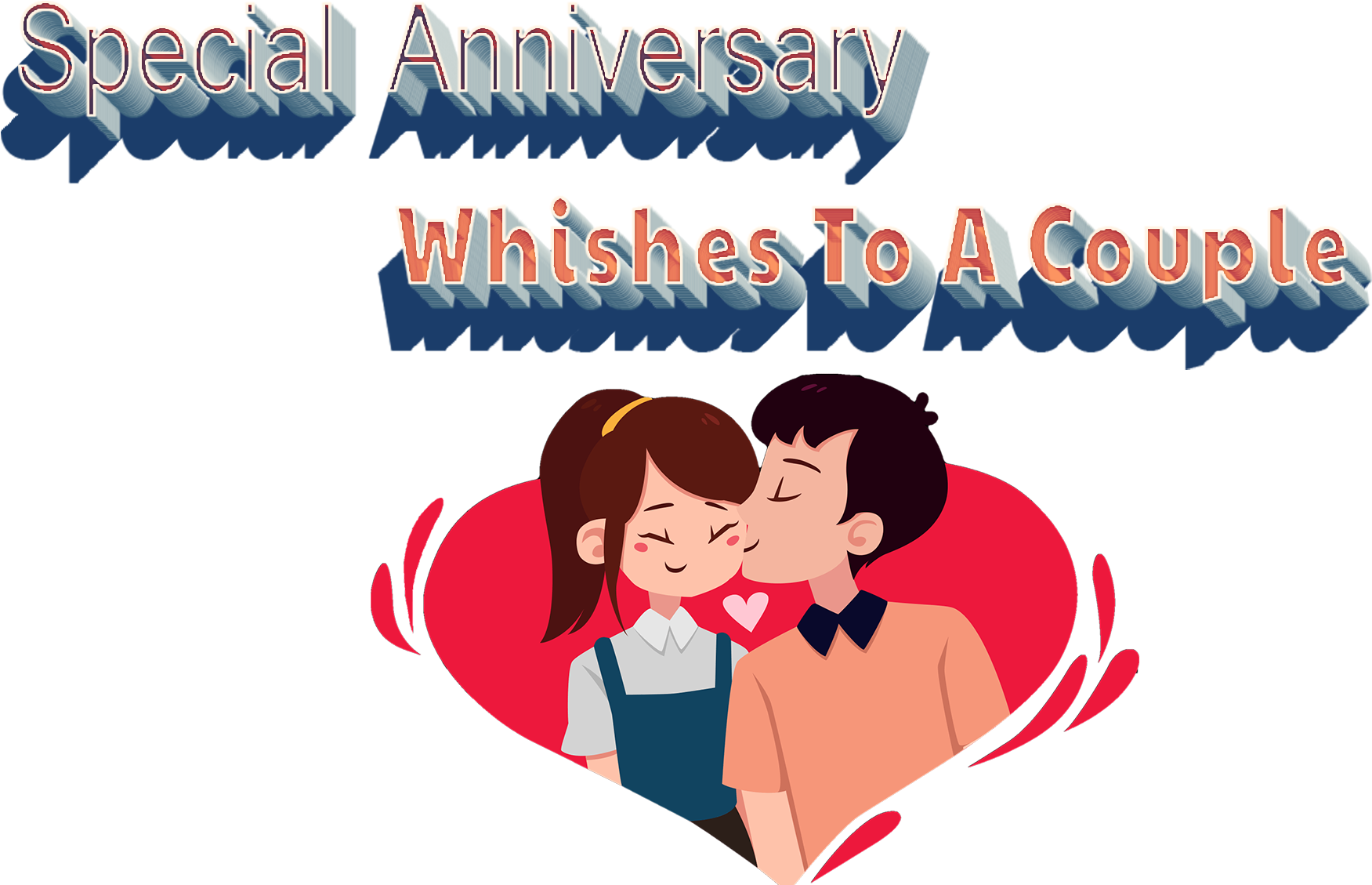 Special Anniversary Wishes Cartoon Couple PNG image