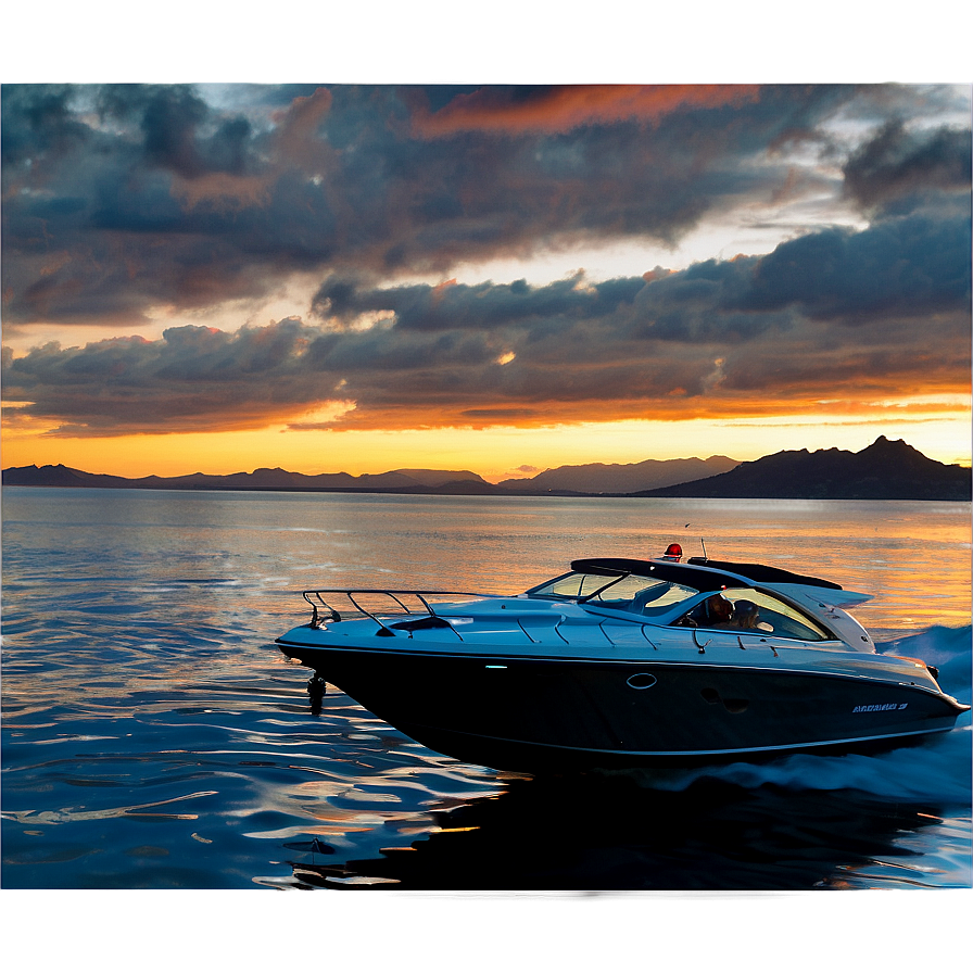 Speed Boat Sunset View Png 06282024 PNG image