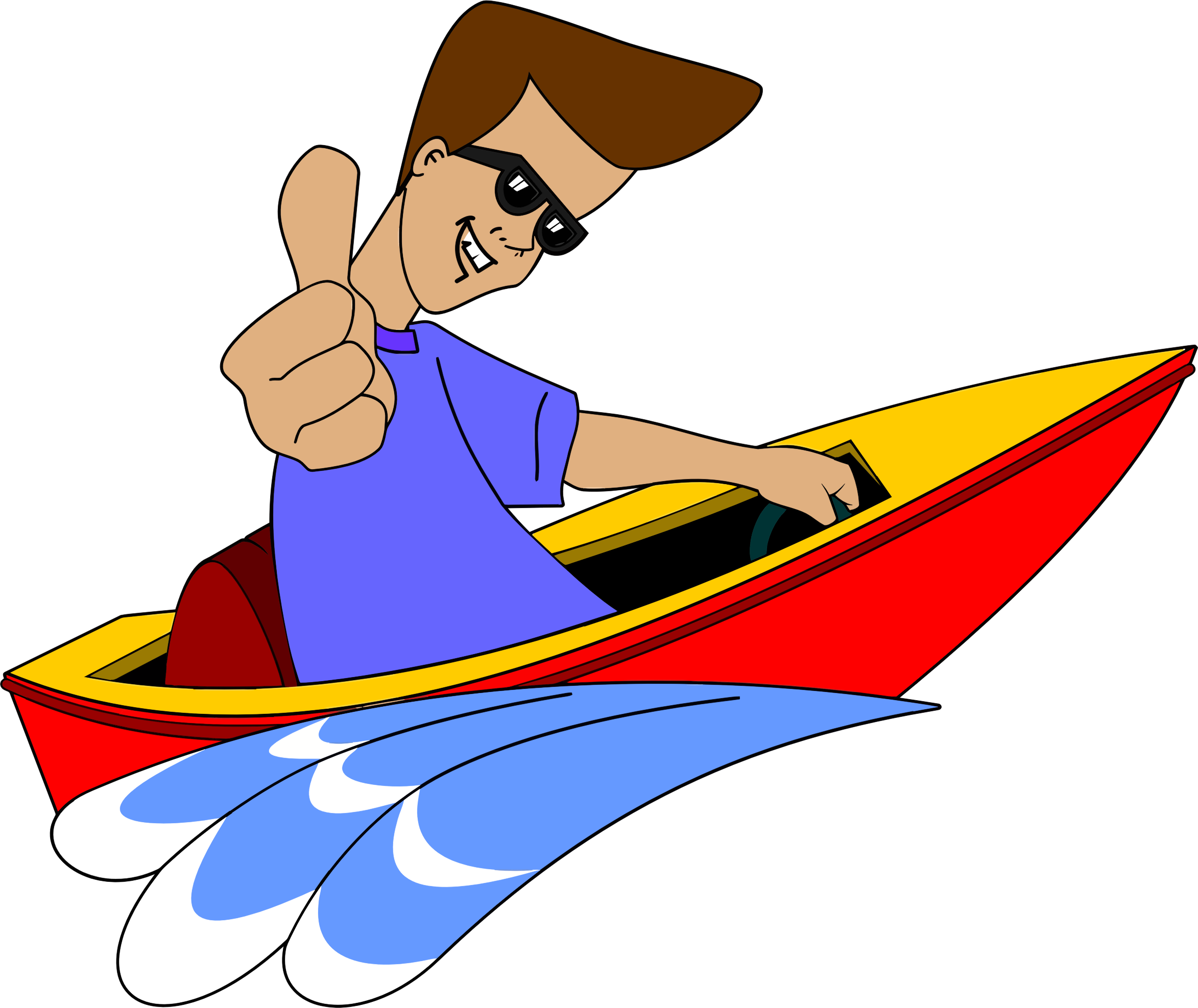 Speedboat Cartoon Character Thumbs Up PNG image