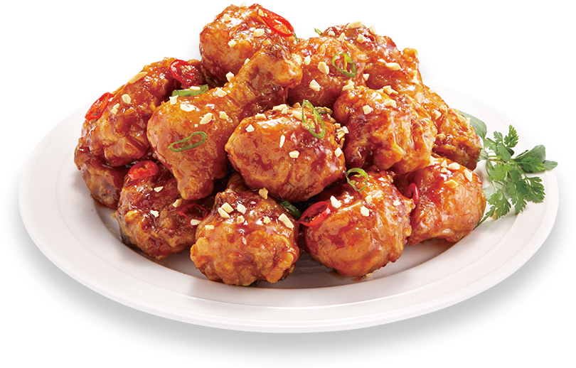 Spicy Glazed Fried Chicken Plate PNG image