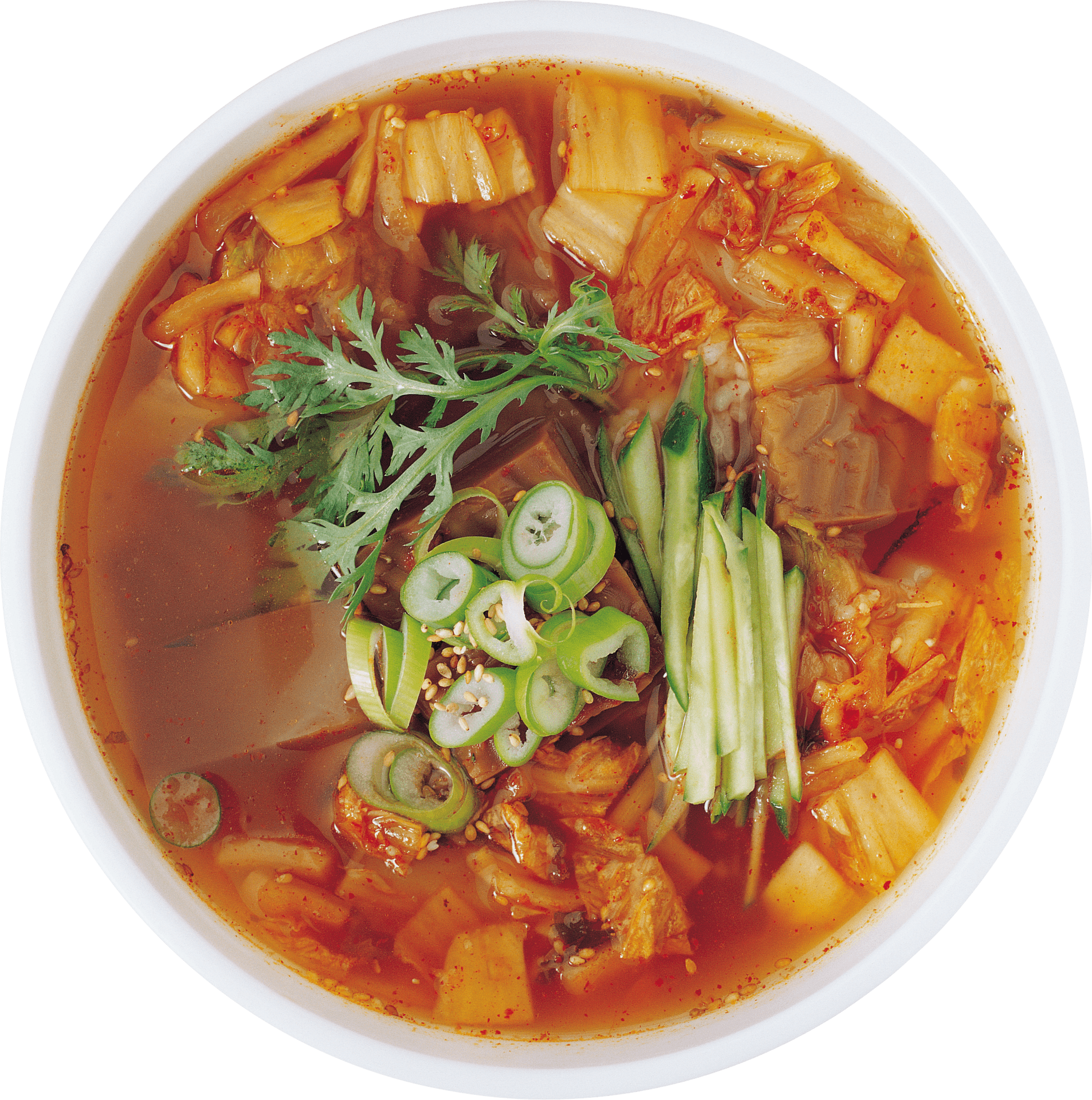 Spicy Korean Kimchi Tofu Soup PNG image