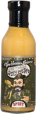 Spicy Mustard Bottle Torchbearer Sauces PNG image