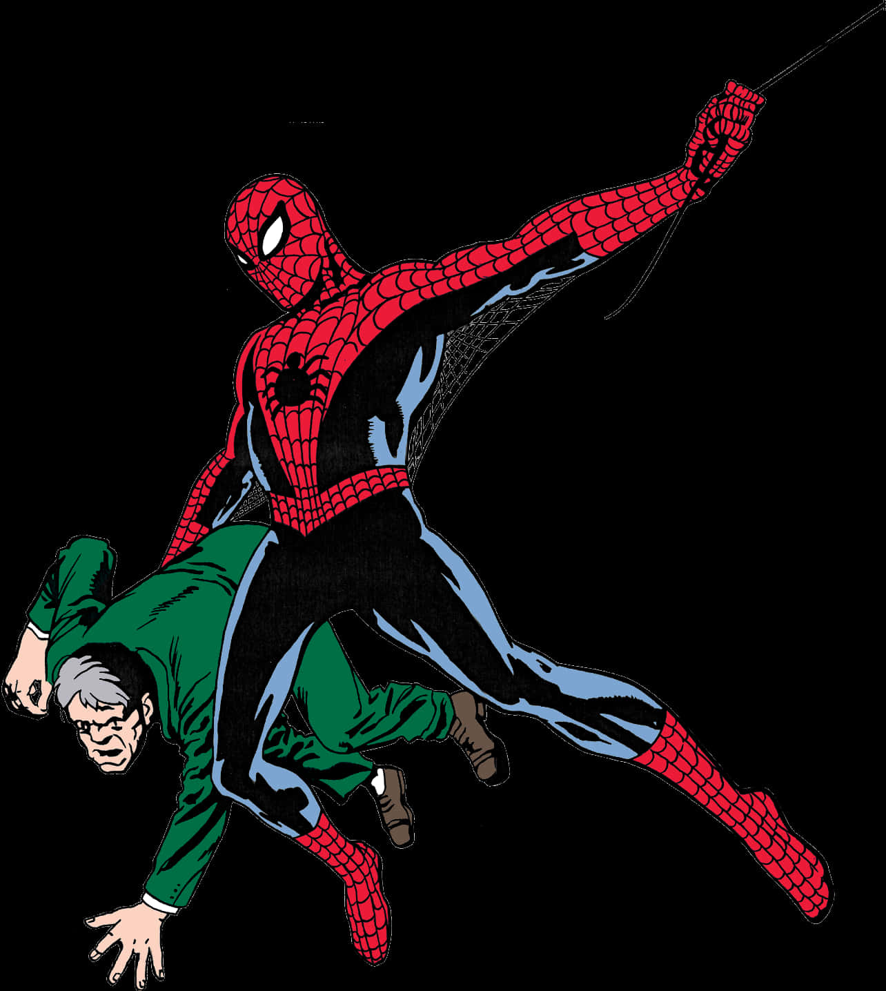 Spiderman Swinging Action Clipart PNG image