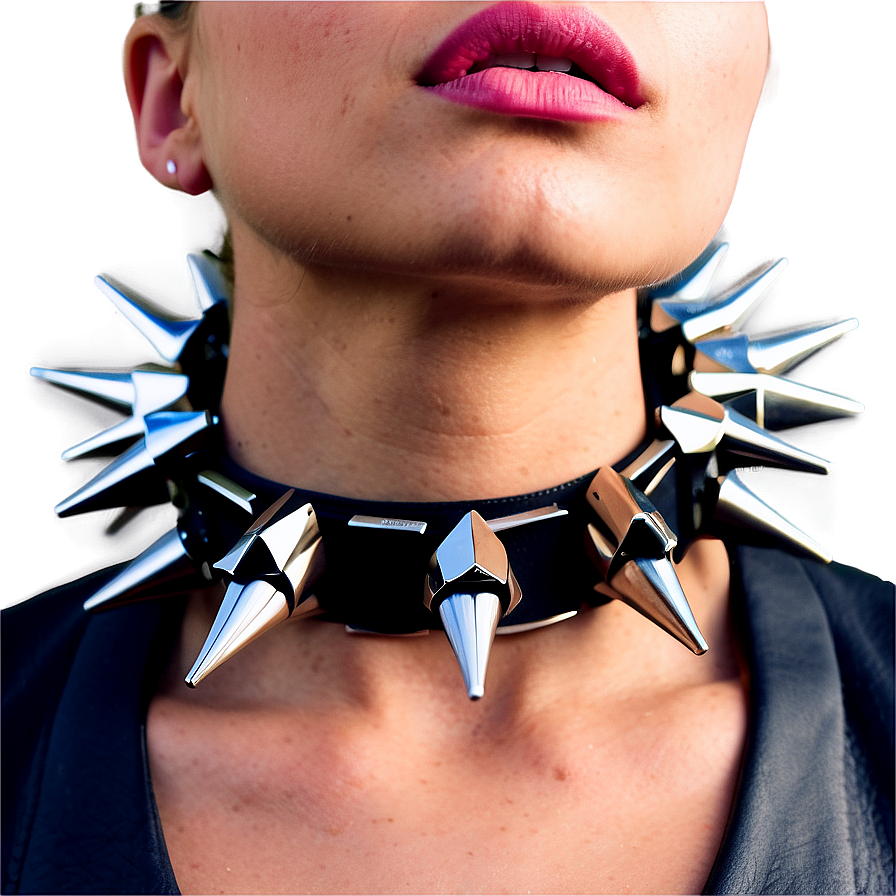 Spiked Choker In Metallic Finish Png 06282024 PNG image