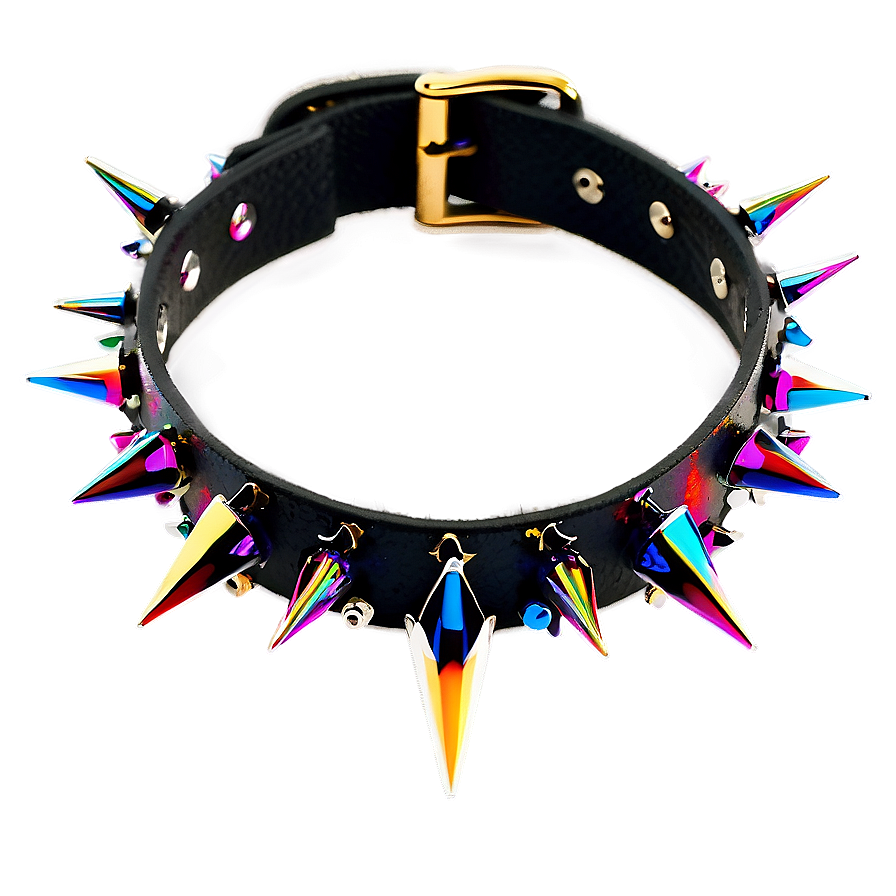 Spiked Choker With Colored Studs Png 06282024 PNG image