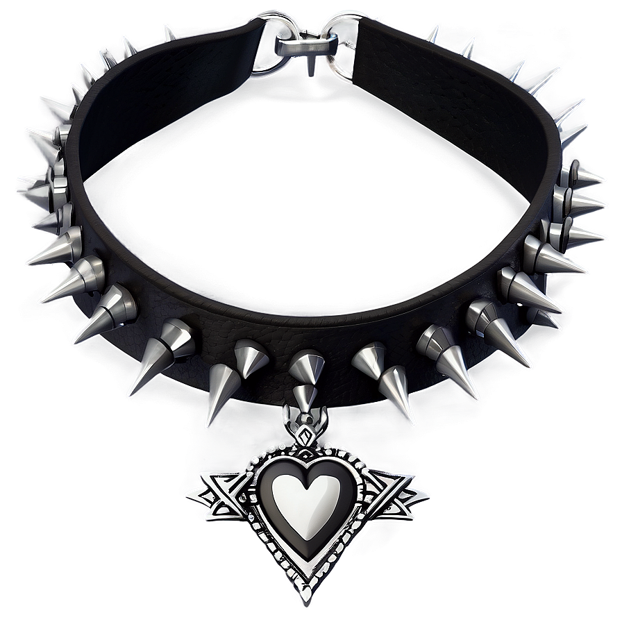 Spiked Choker With Heart Pendant Png Yvt PNG image