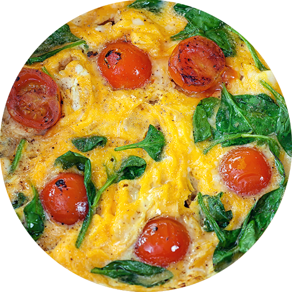 Spinach Tomato Omelette Top View PNG image