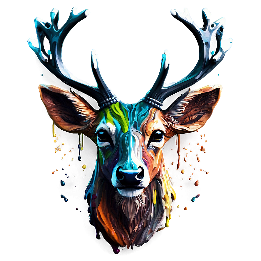 Splattered Paint Deer Head Png 06212024 PNG image