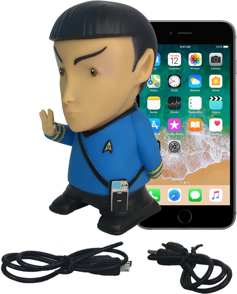 Spock Figurewith Phoneand Cables PNG image