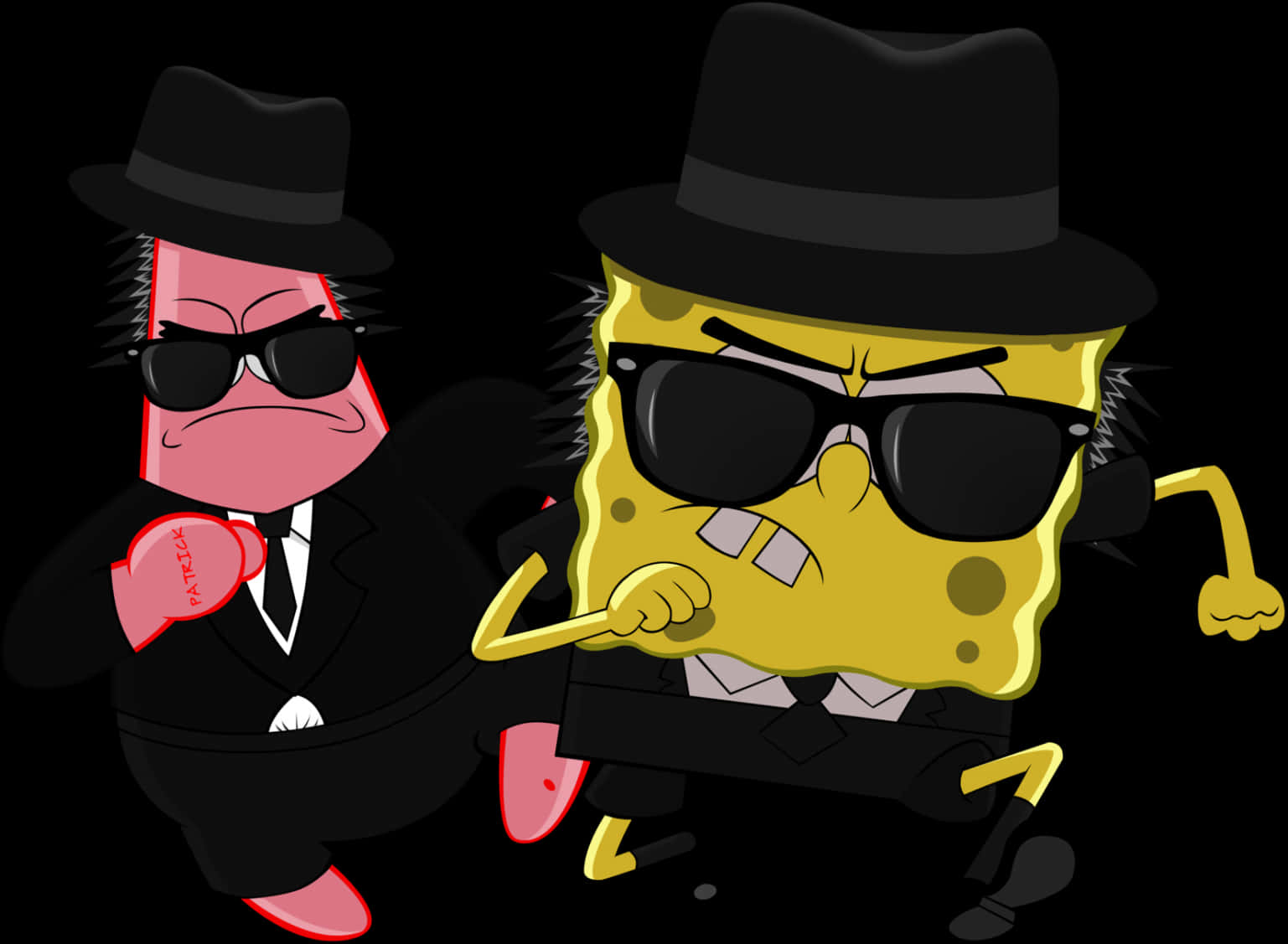 Sponge Boband Patrick Gangster Style PNG image