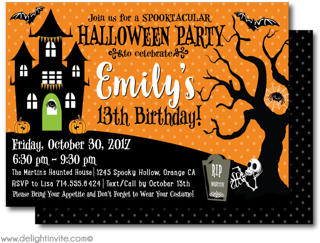 Spooky Halloween Birthday Invitation PNG image