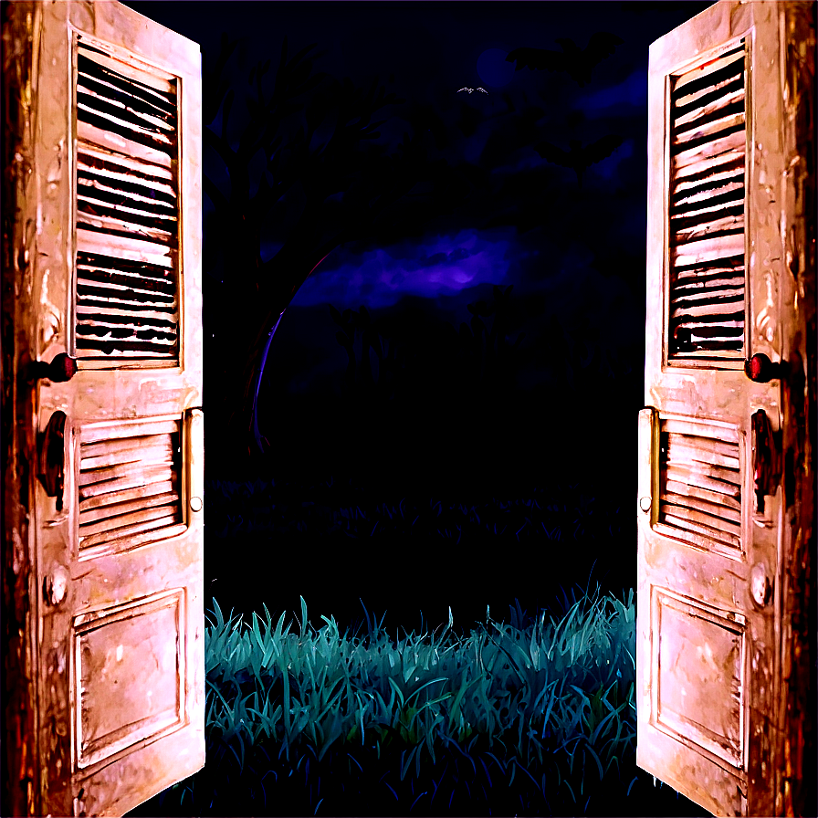 Spooky Open Door At Night Png Udm PNG image