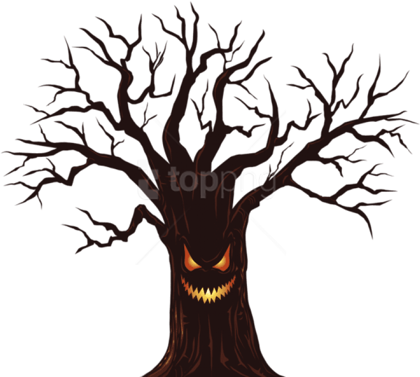 Spooky Treewith Face Illustration PNG image