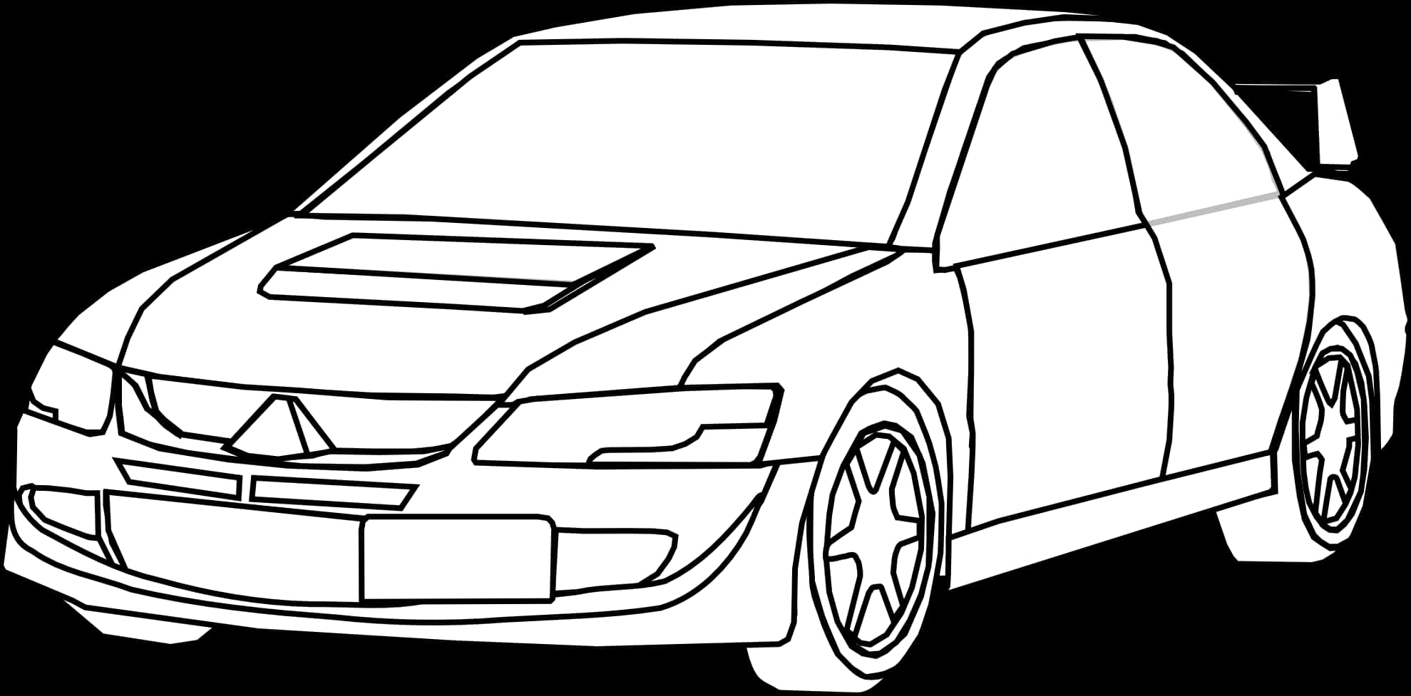 Sporty Sedan Line Art PNG image