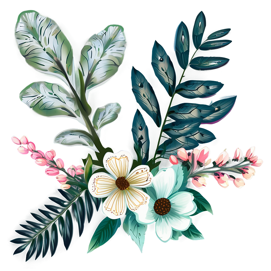 Spring Boho Flowers Png Puu PNG image