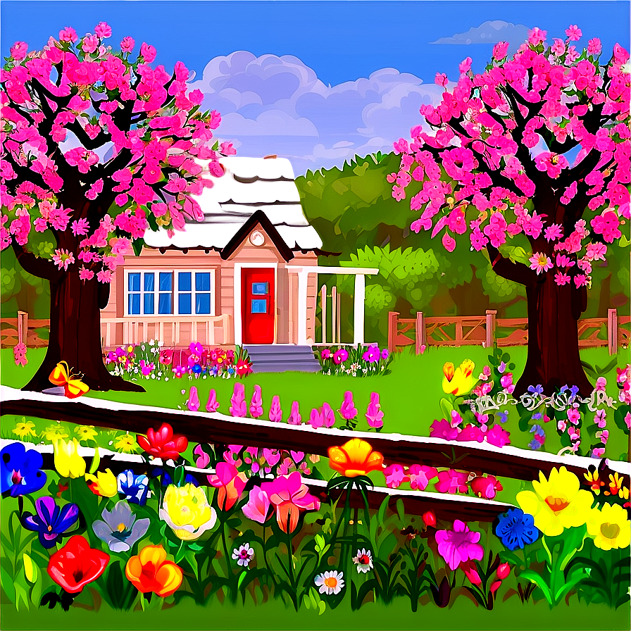 Spring Cottagecore Scene Png Ibh PNG image