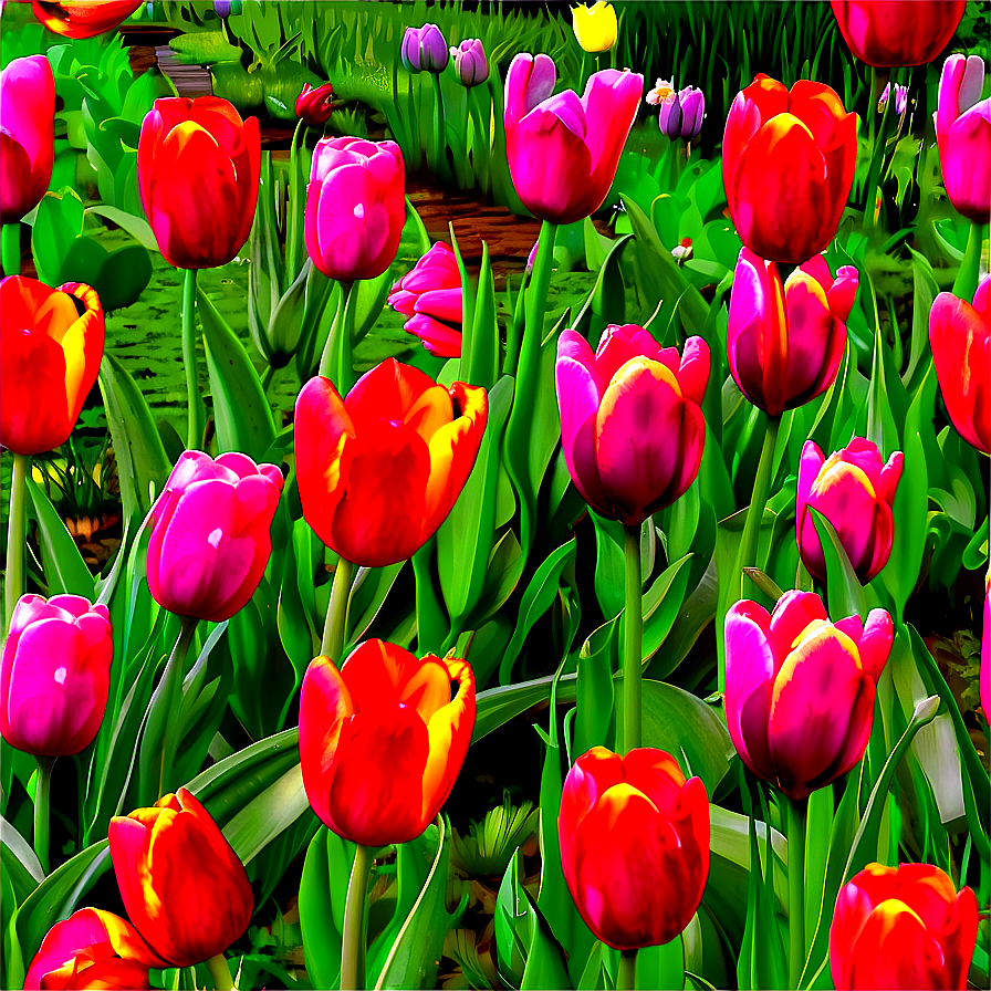 Spring Tulips Field Png Grv59 PNG image