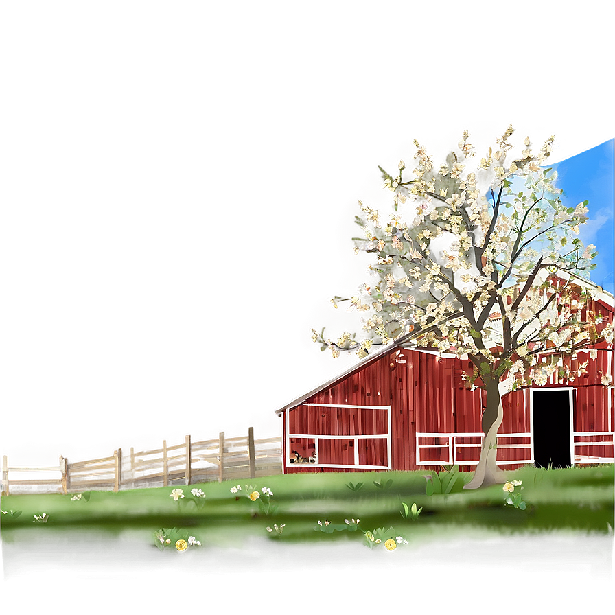 Springtime Barn Landscape Png Ryv PNG image