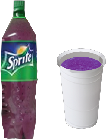 Sprite Bottleand Purple Liquidin Bucket PNG image