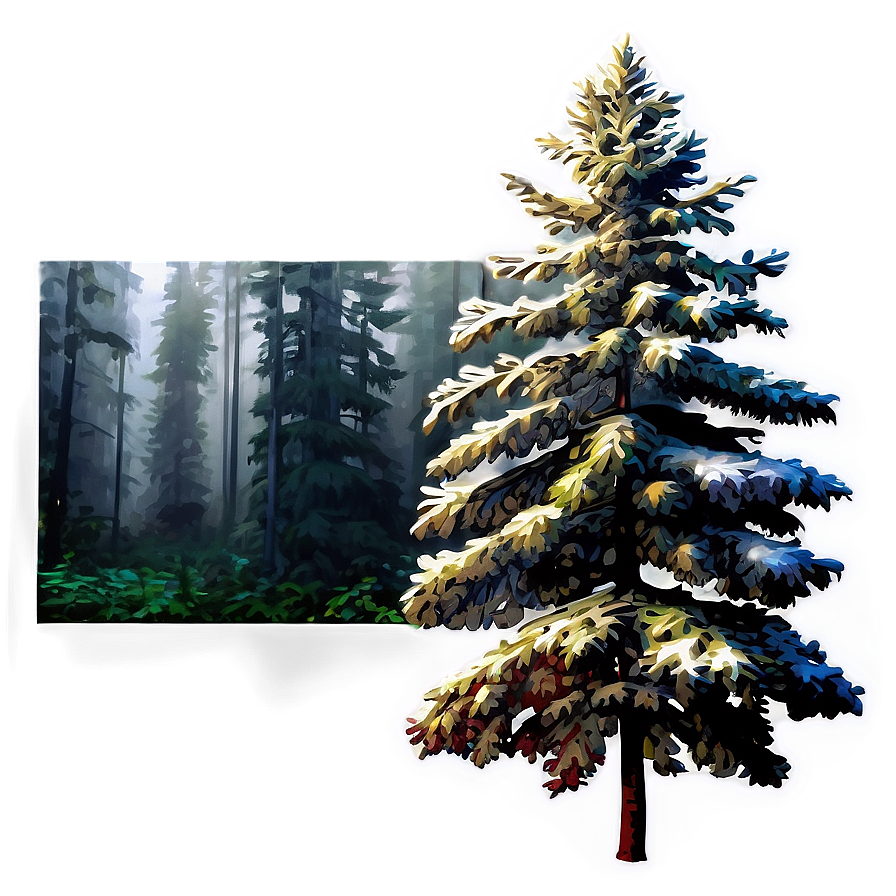 Spruce Tree In Misty Forest Png 33 PNG image