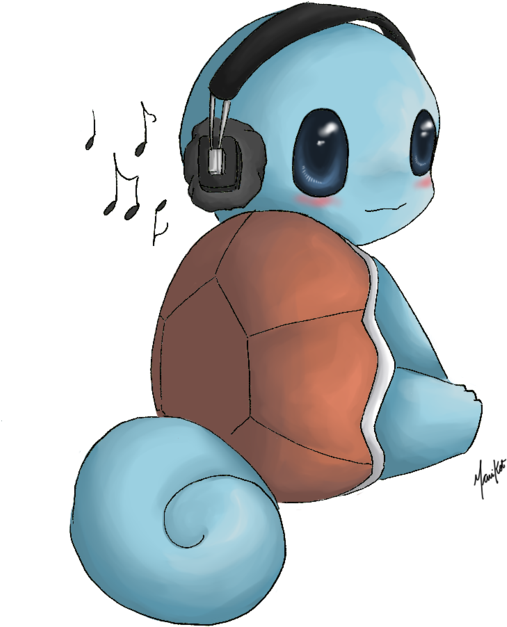 Squirtle Listeningto Music PNG image