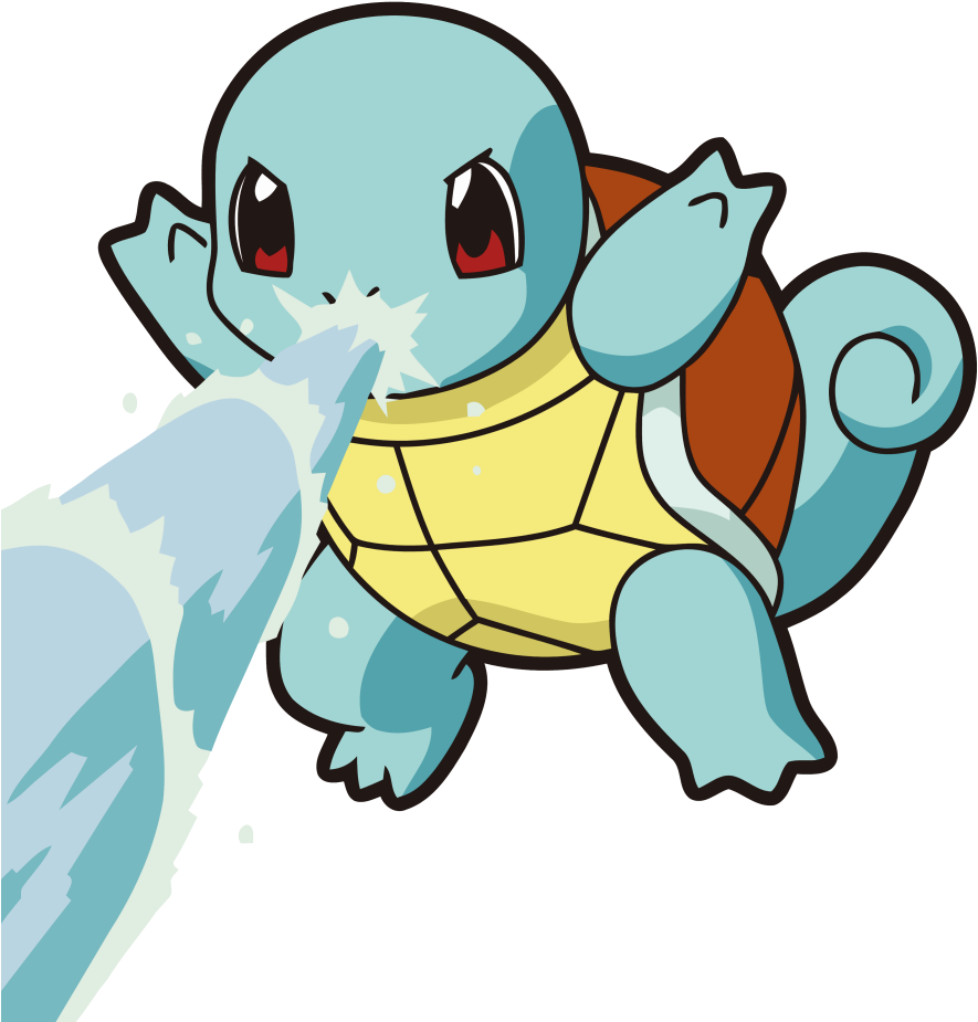 Squirtle Using Water Gun Attack PNG image