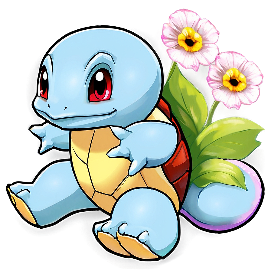 Squirtle With Flowers Png 05212024 PNG image