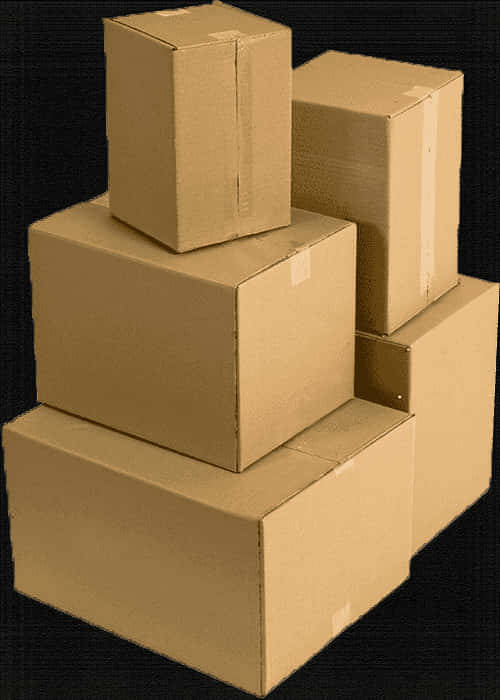 Stacked Cardboard Boxes Dark Background PNG image