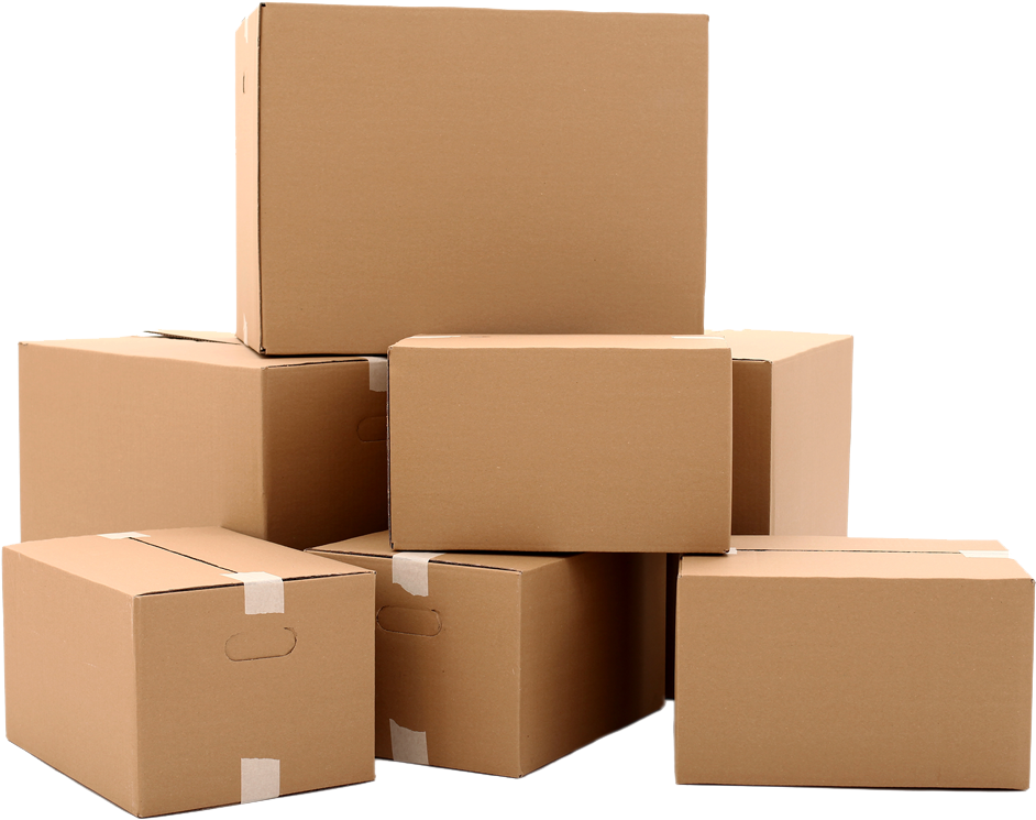 Stacked Cardboard Boxes Transparent Background PNG image