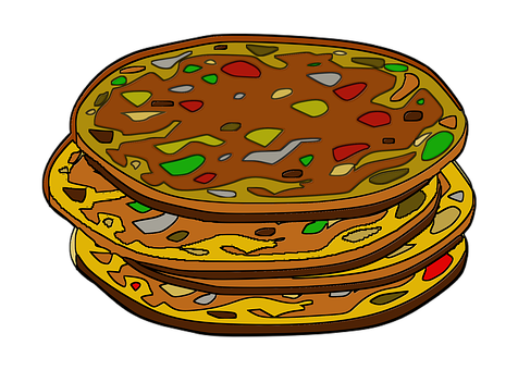 Stacked Cartoon Pizzas Illustration PNG image