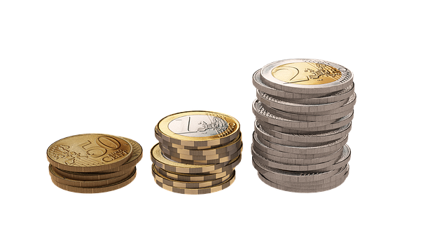 Stacked Euro Coinson Black PNG image