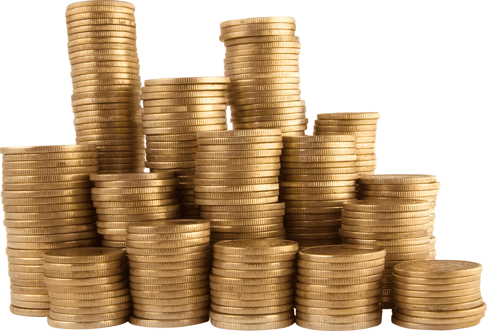 Stacked Gold Coins Treasure PNG image