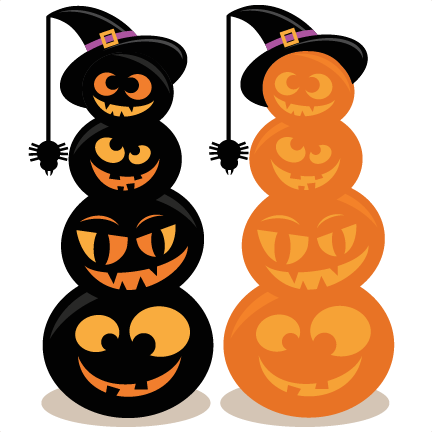 Stacked Jack O Lanterns Halloween Illustration PNG image