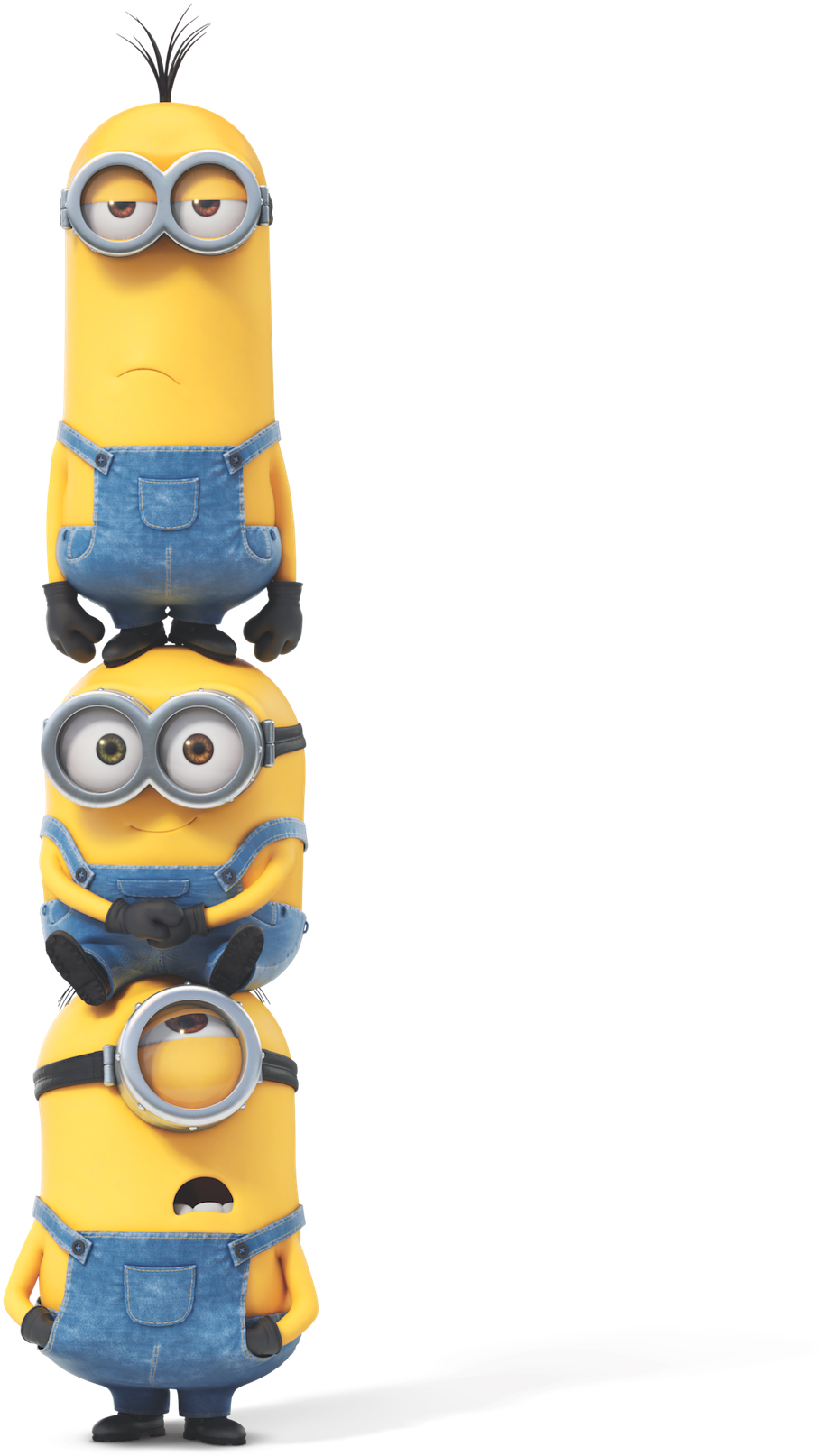 Stacked Minions Funny Pose PNG image