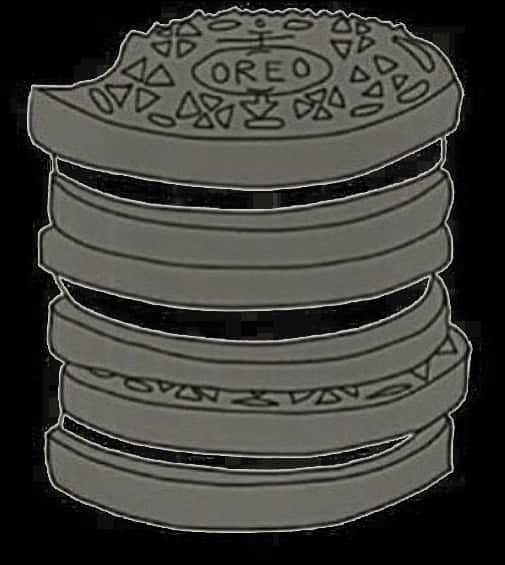 Stacked Oreo Cookies Monochrome PNG image