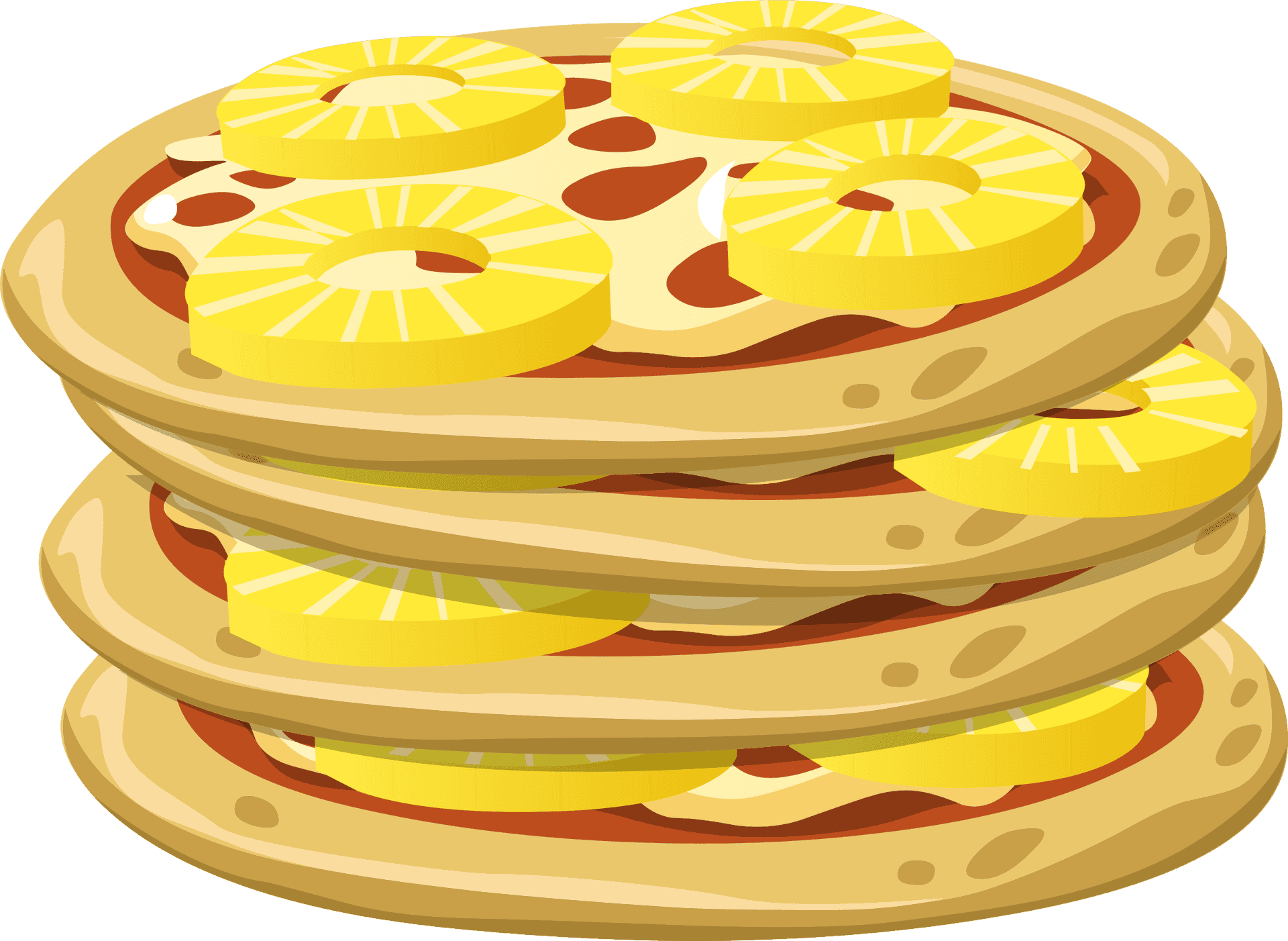 Stacked Pineapple Pepperoni Pizza Clipart PNG image