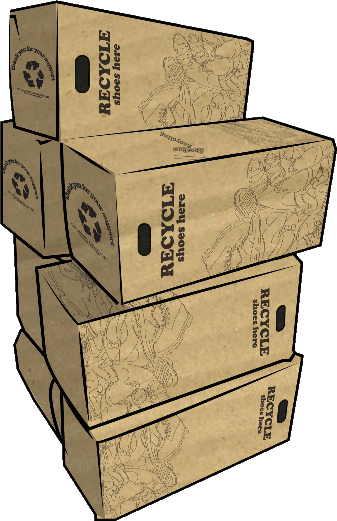 Stacked Recycle Shoe Boxes PNG image