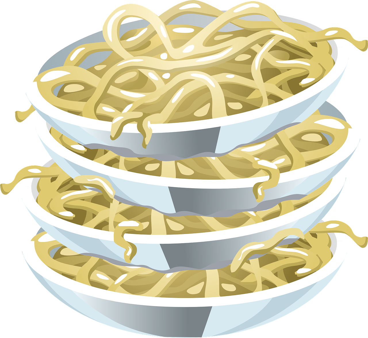 Stacked Spaghetti Bowls Vector PNG image