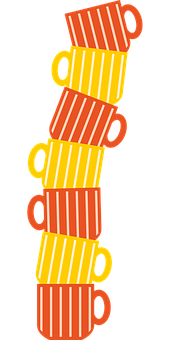 Stacked Striped Coffee Cups PNG image