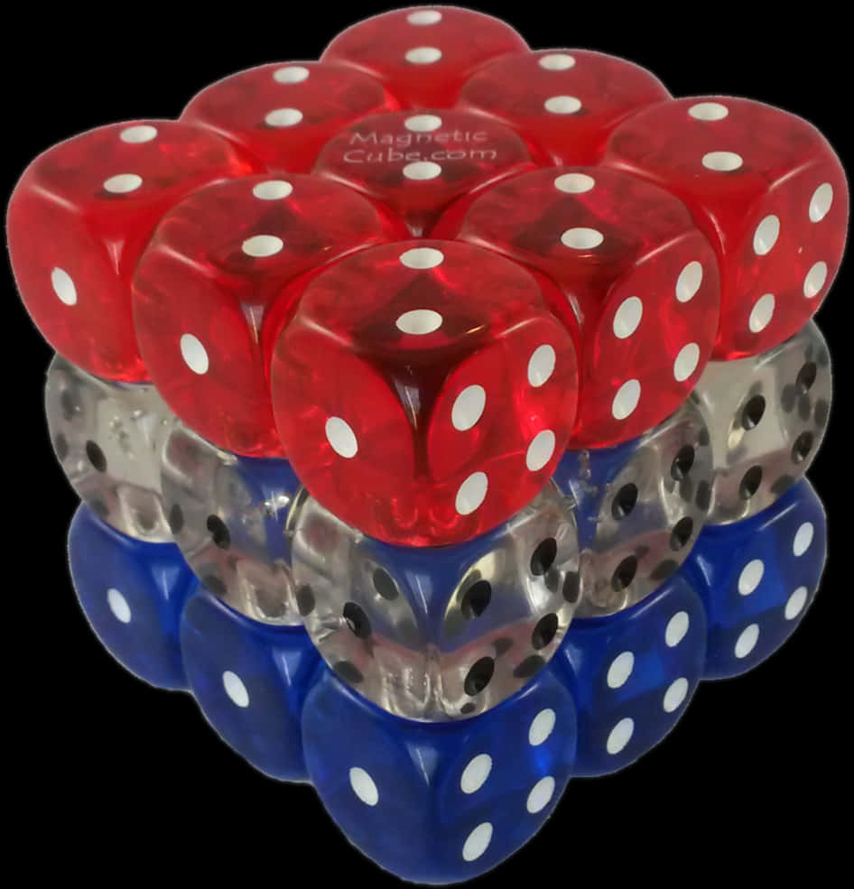 Stacked Transparent Colored Dice PNG image