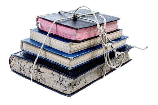 Stackof Vintage Books Tiedwith String PNG image
