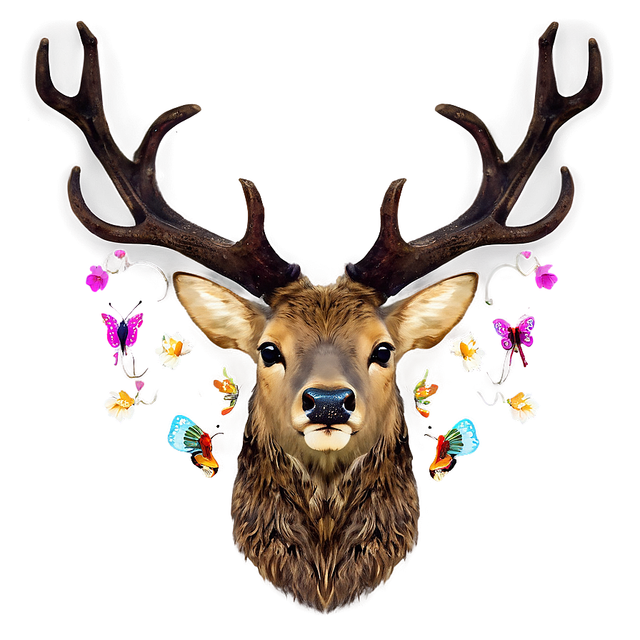 Stag And Butterfly Png 06292024 PNG image