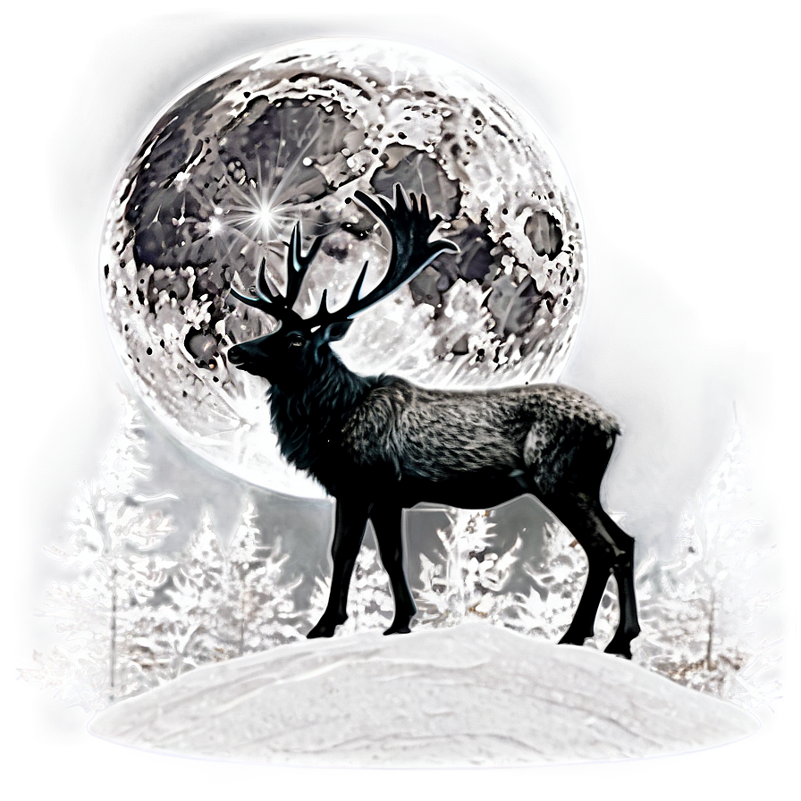 Stag And Full Moon Png Lag PNG image