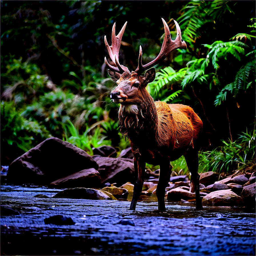 Stag Crossing River Png 06292024 PNG image