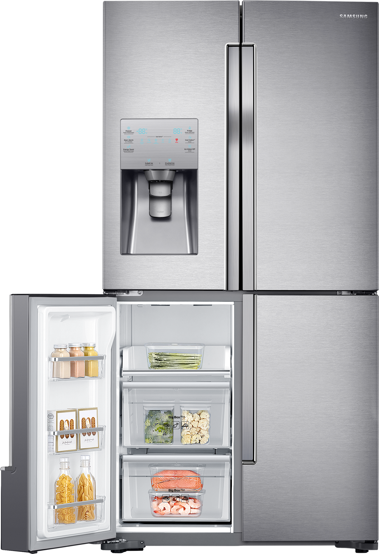 Stainless Steel French Door Refrigerator PNG image